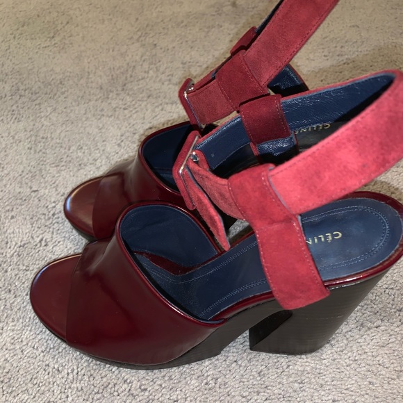 Celine Burgundy Suede and Patent Leather Heels - Picture 5 of 10